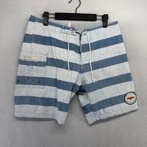 Apolis Global Citizen Swim trunks Men's 30 Blue Striped Pocket Shorts California